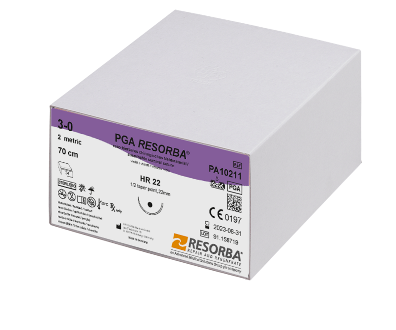 ПГА Ресорба USP0 фіолетовий, довжина 70см, колюча голка 70мм, 1/2 кола